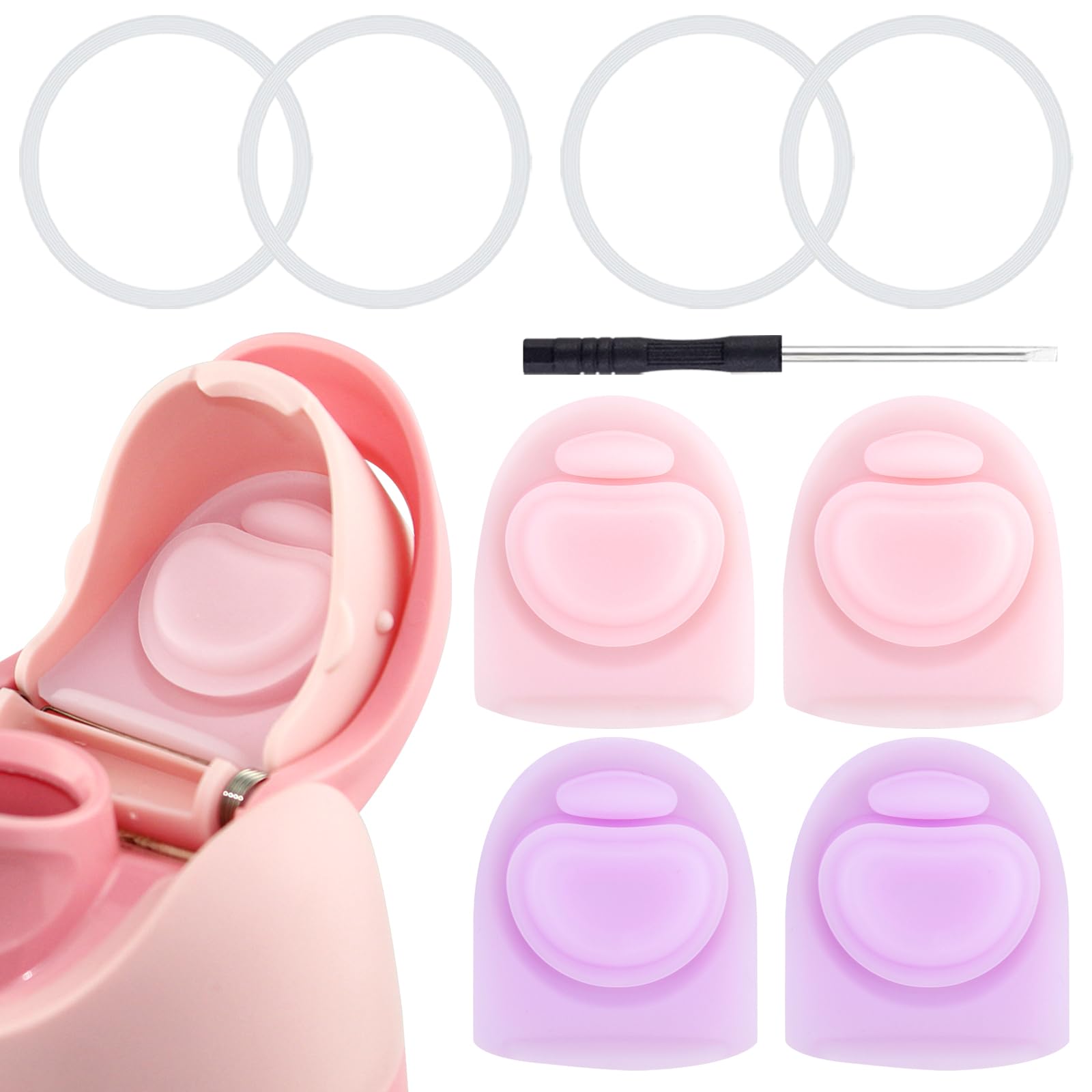 ZONBBEE 4 Sets Replacement Jelly Stopper and O Ring Gasket Compatible with Owala FreeSip 24oz 32oz,Water Bottle Lid Insert Cap Rubber Seal Parts for Owala 16/19/24/32/40oz Mouth piece Accessories ZU1