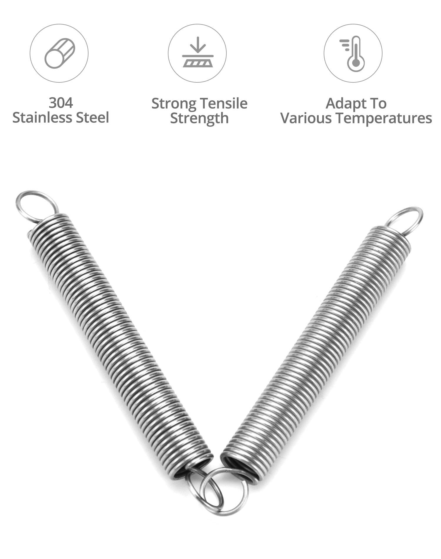QWORK Stainless Steel Extension Springs 6" Length 5 Pcs, 2mm Wire Small Dual Hook Tension Spring– Strong Tension for Tools, Gates & Machines — Amazon image 8