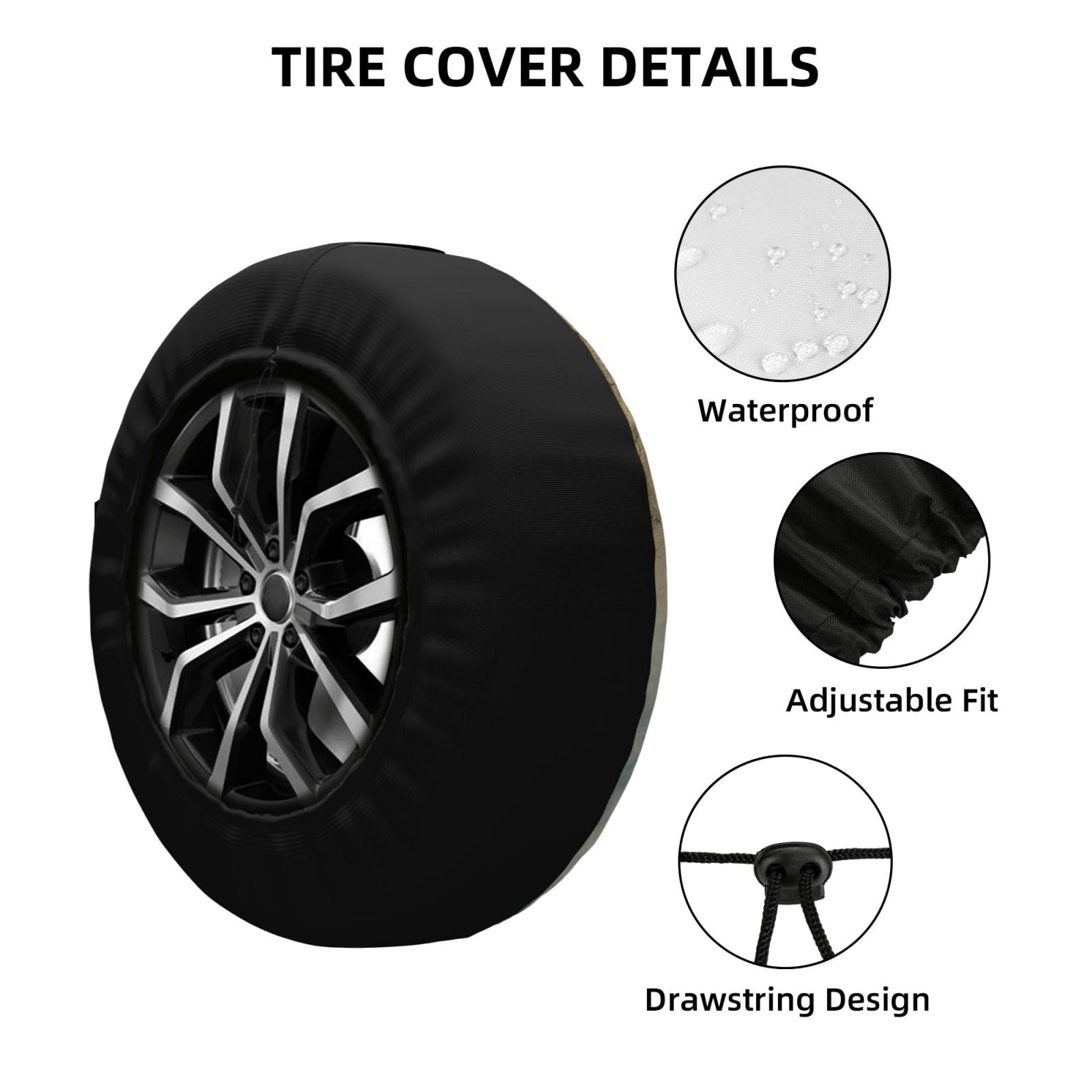 Adventure RV - Funda para neumático de repuesto adecuada para caravana, camión, SUV, remolques, cámper, vehículo todoterreno, cubierta elástica ajustable de 15 pulgadas (la aventura espera, 15
