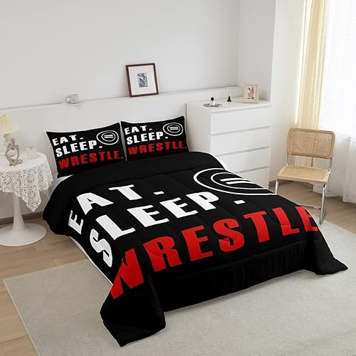 Miniatura 2 de Juego de edredón de lucha libre, tamaño matrimonial, juego de ropa de cama con temática deportiva para niños, niñas, adolescentes, decoración de