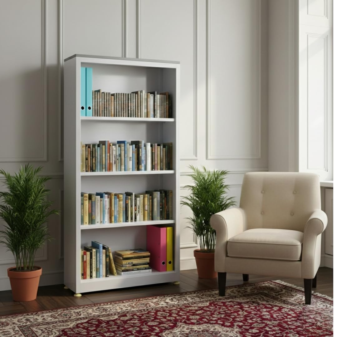 Amazon Brand - Solimo Multipurpose Open Steel Bookcase for Home, Office, Kitchen & Study (Grey)-image-12