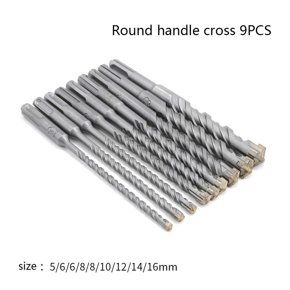 Fresa de Punta 9pcs Cruz martillo eléctrico SDS Plus juego de brocas de 160 mm de hormigón pared de ladrillo bloque de la albañilería sierra de perforación taladros de perforación de 5 mm 6 mm 8 mm Br
