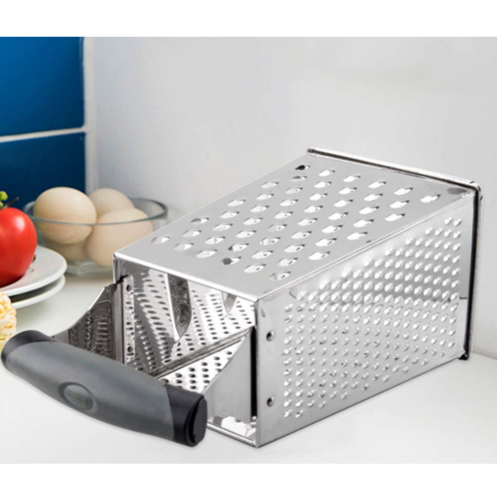 ArinkO Grattugia 4 Lati in Acciaio Inossidabile con Base Antiscivolo - Affetta, sminuzza e grattugia Facilmente Le Verdure - Affilatura Superiore per Una Preparazione in Cucina Senza Sforzo