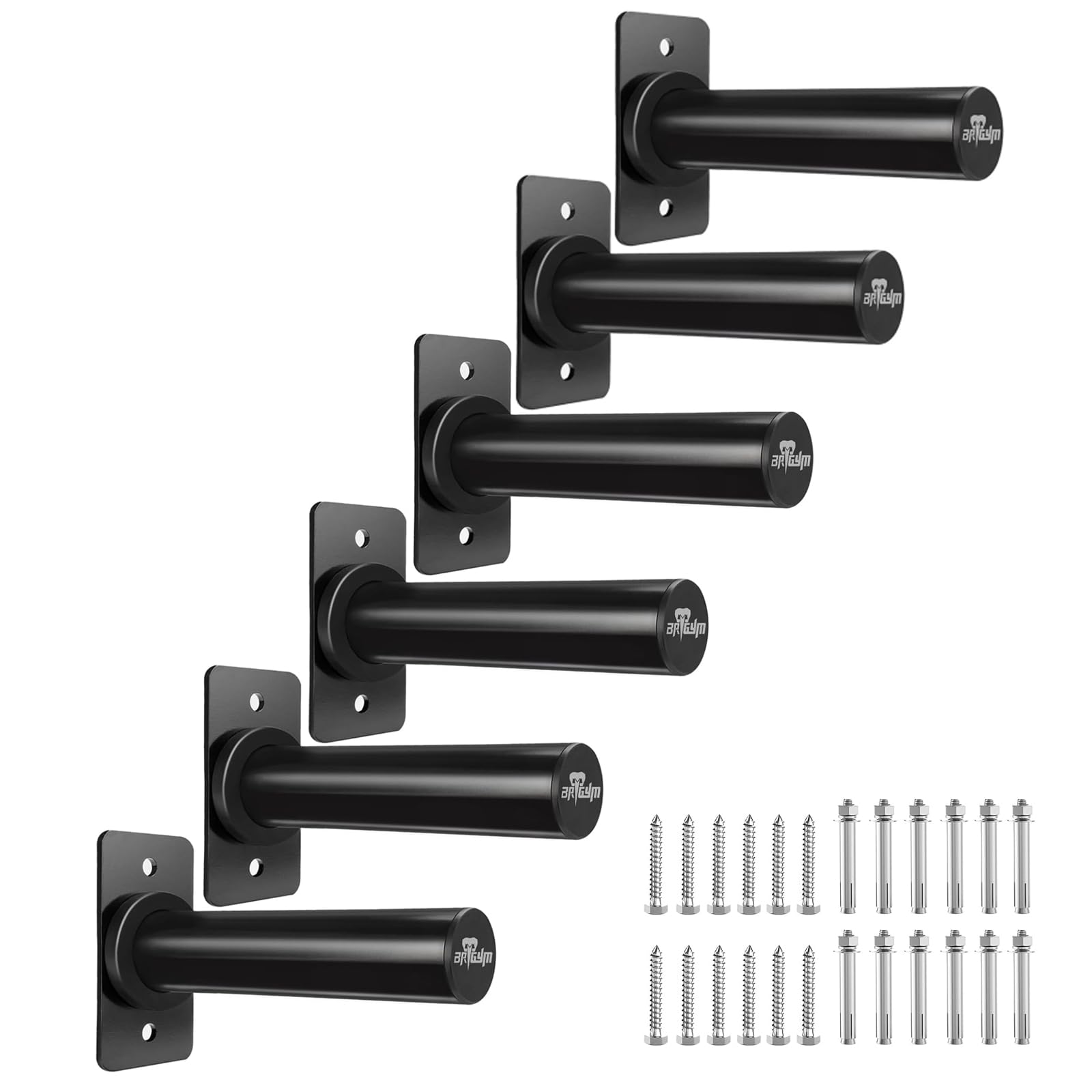 BRTGYM Wall Mounted Weight Plate Holder, Fit 2inch Olympic Weight Plates, Max Weight Capacity 275 lb, Heavy Iron Construction, Mounting Hardware