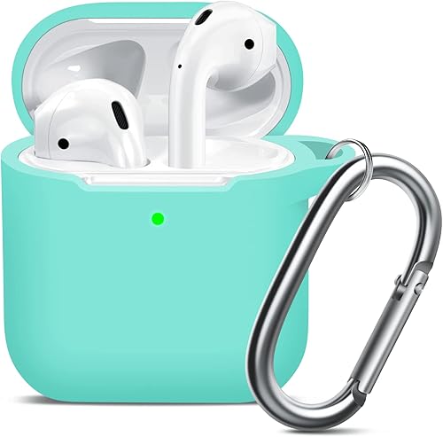Vista 12 de MOLOPPO Funda para AirPods, funda protectora de silicona suave con llavero para mujeres y hombres, compatible con Apple AirPods de 2ª