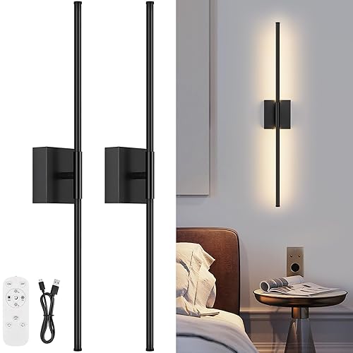 Battery Operated Wall Sconce Set of Two with Remote Control,