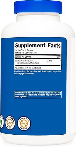 Vista 5 de Nutricost Hawthorn Berry Capsules 550mg, 240 Capsules, Vegetarian Friendly, Non-GMO & Gluten Free
