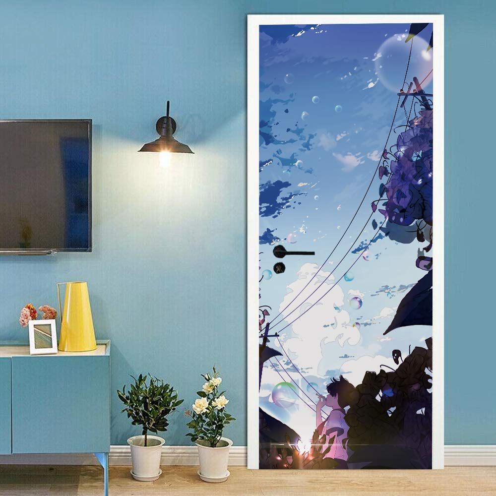 Affiche de porte haut de gamme trompe l'oeil vinyle paradis 3D