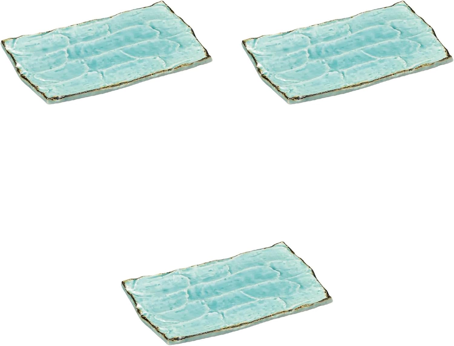 3個セット 渕錆マリンブルー削ぎ彫長角焼物皿 [ 24.5×14.5×2.5㎝ ] | 長角皿（中） セトモノホンポ(Setomon