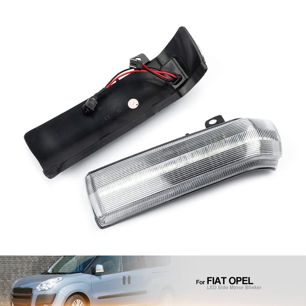 Luce Indicatori di Direzione Led Specchietto Frecce Laterale Ripetitore Compatibile Con Fiat Doblo II Op.el Vauxhall Combo D Van Retrovisore Lampeggiatore Laterale Specchio Illuminazione