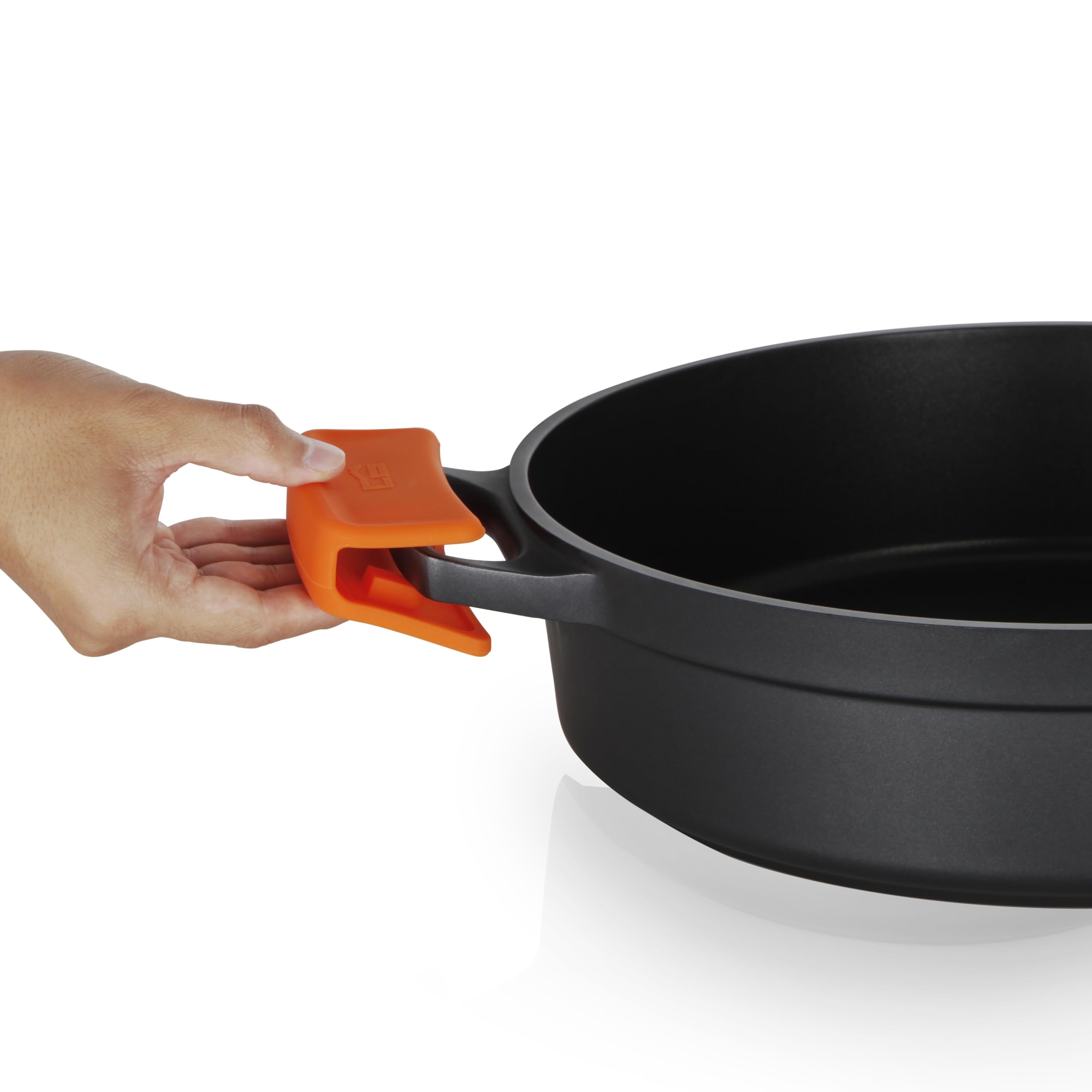 Orbegozo CDB 1036 - Casseruola bassa in alluminio forgiato, 8 L, superficie antiaderente senza PFOA, manici in silicone, coperchio in vetro temperato