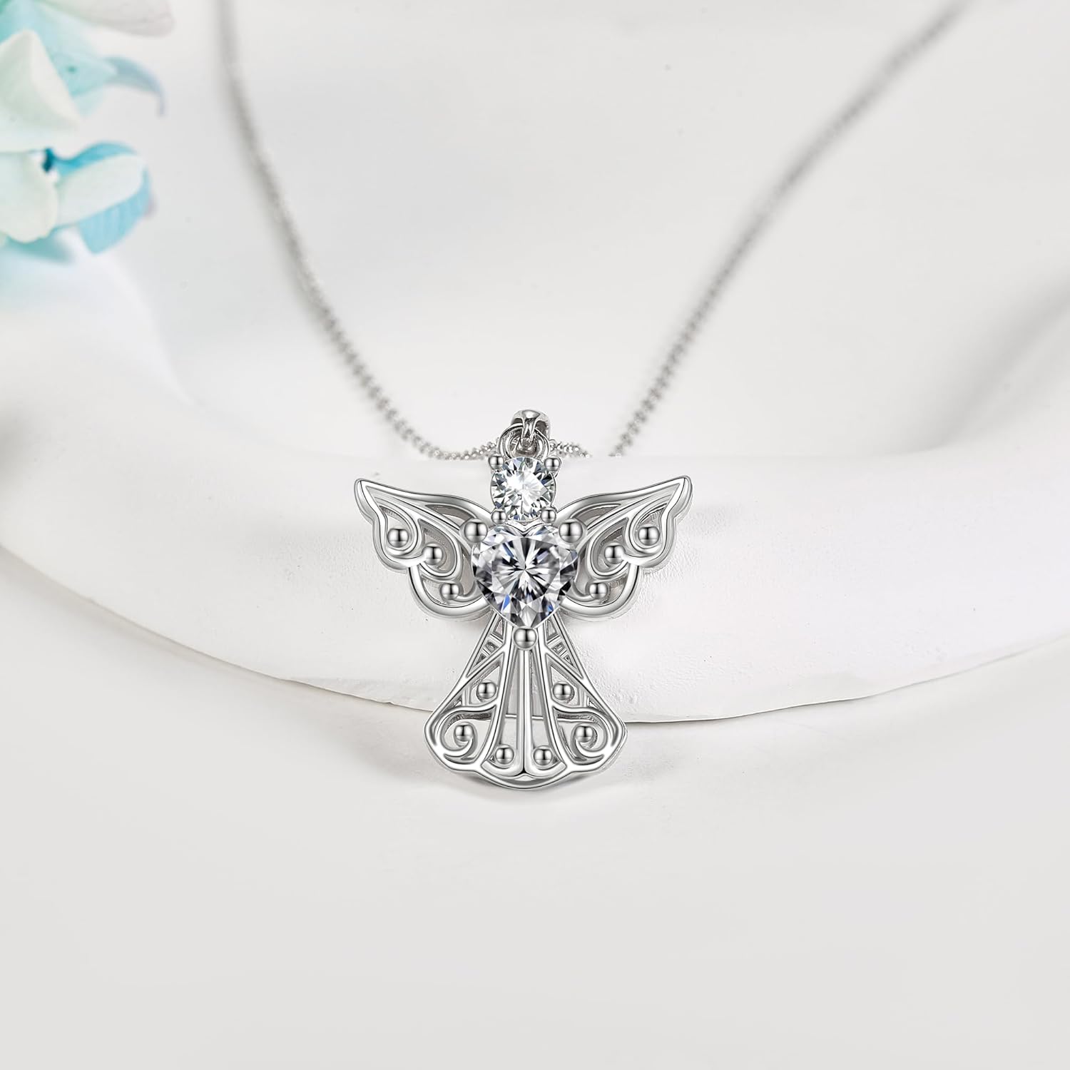 URONE Guardian Guardian Angel Necklace for Women 925 Sterling Silver Delicacy Angel Pendant Jewelry Gifts for Women - Image 4