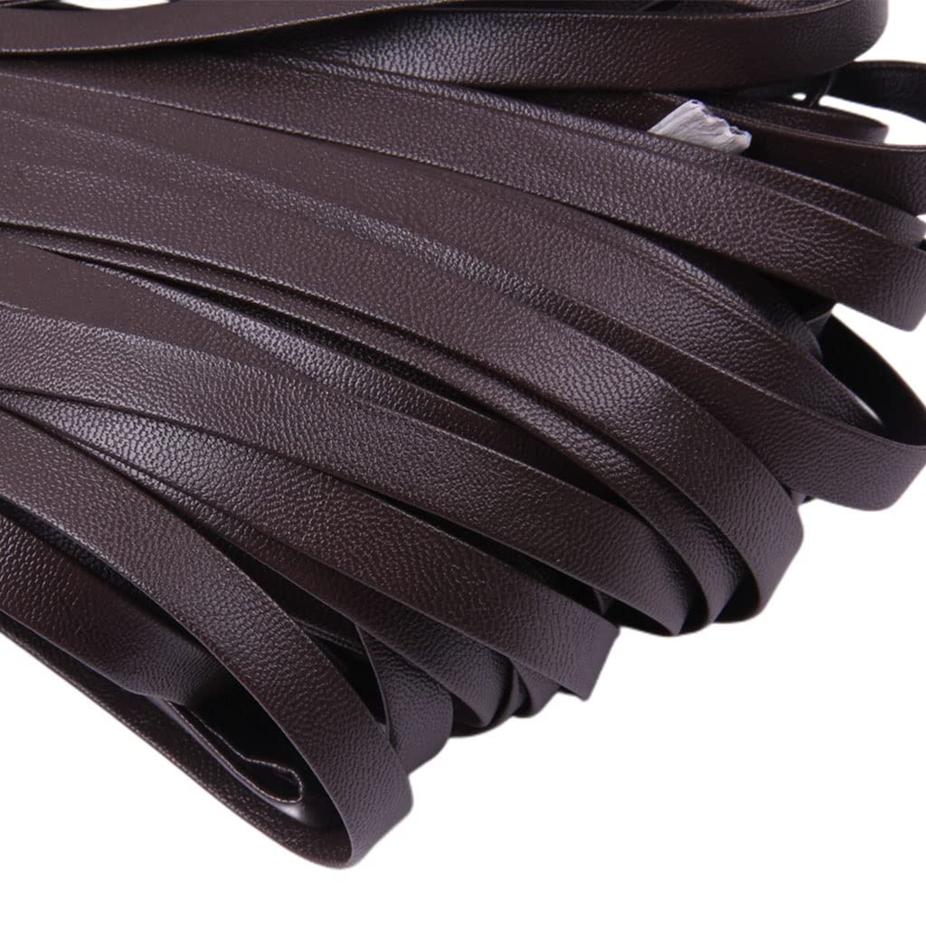 Cordoncino di cuoio 4/5/6/8/10/12/15/20mm Cordino in pelle PU for braccialetti collana fai da te Creazione corde piatte marrone nero 1 pz | Black,5mm 5m