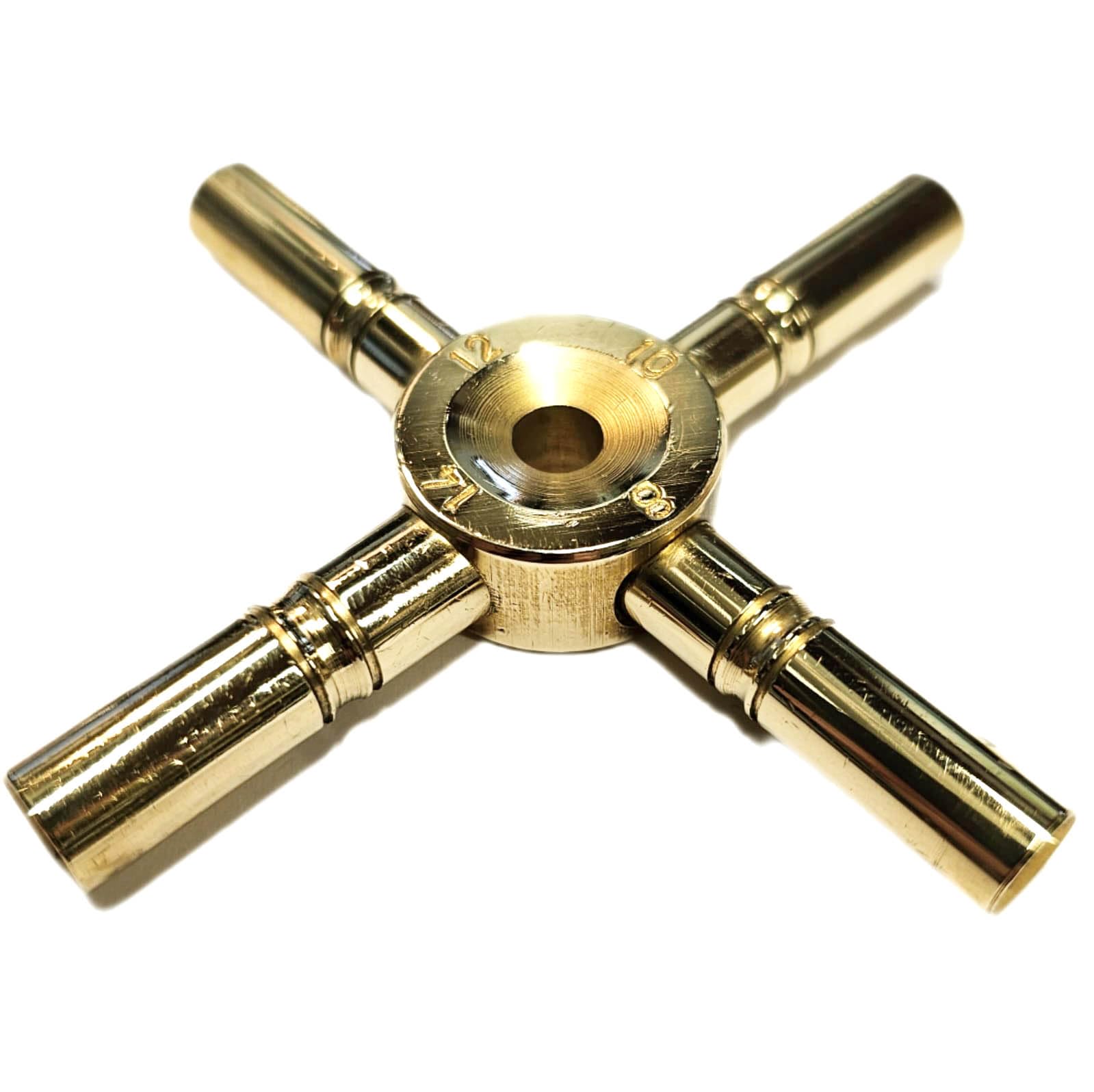 Harts Heavy Duty 4 Prong Strong Polished Finished Clock Winding Keys Brass Spider Star. Larger Even Sizes 8, 10, 12, 14