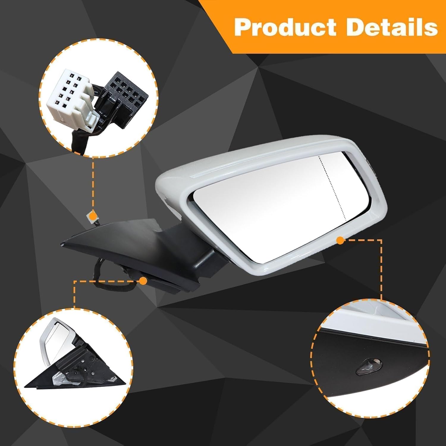 Mirror Right Passenger Side White Fit For Mercedes-Benz C250 C300 C350 C63 AMG 2008-2014 With Memory/In-housing Signal Light/Power Glass/Heated/Power Folding#2048103076 2048102076 2048101876