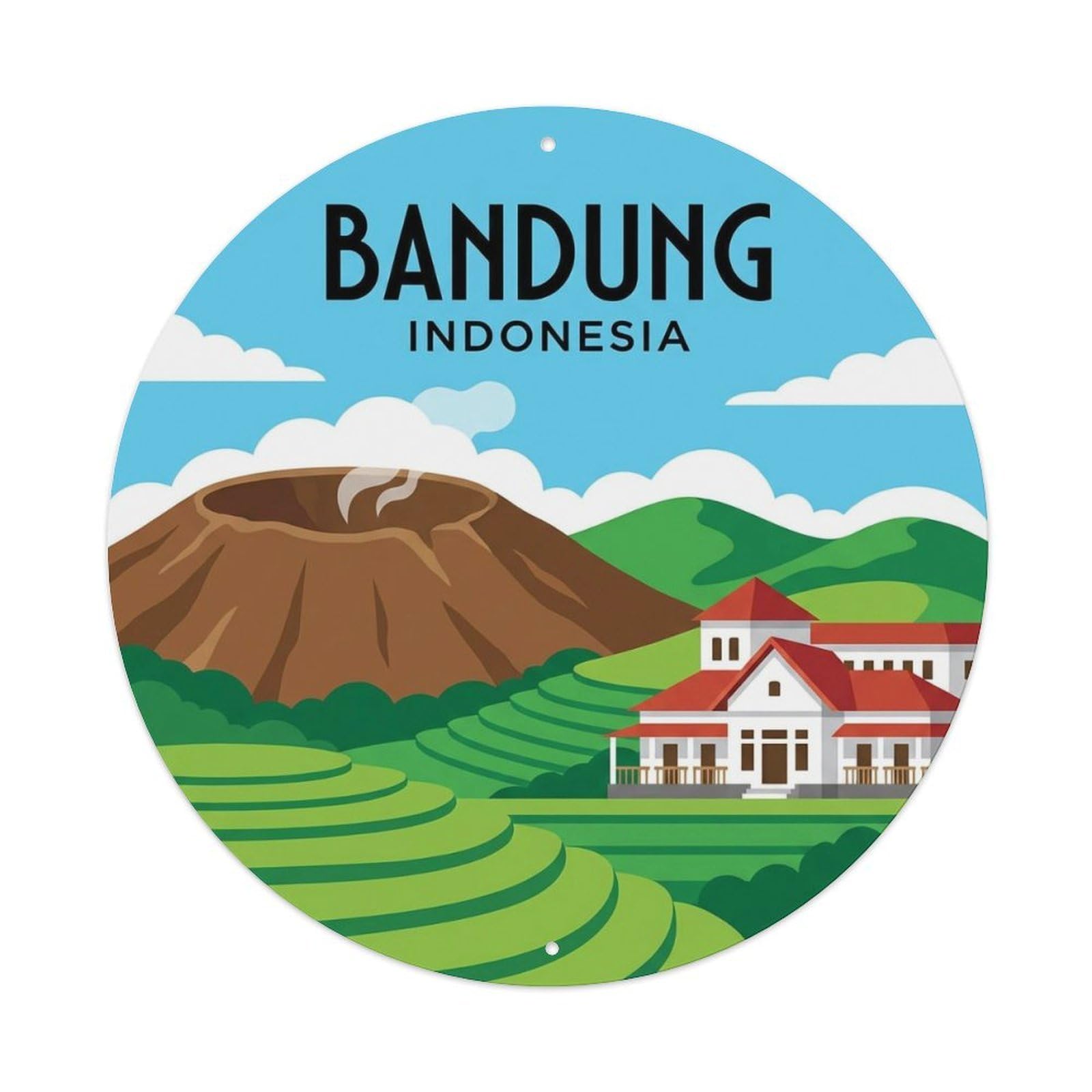 Vintage Travel Indonesia Bandung 1 Metal Tin Sign