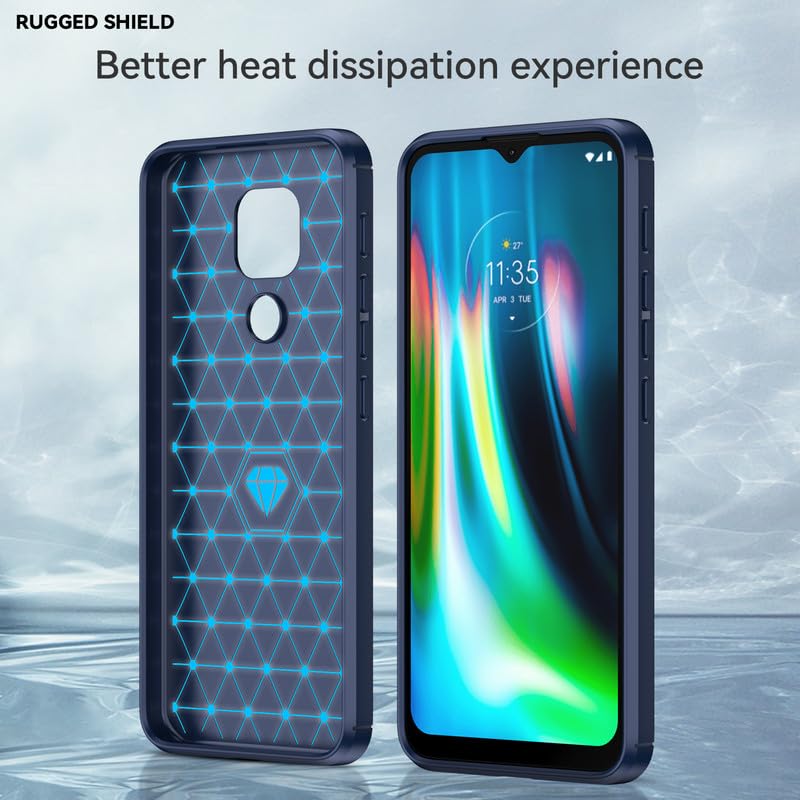 Image of Hybrid Carbon Fiber Back Case for Moto E7 Plus 4G / Moto G9 4G (Blue)