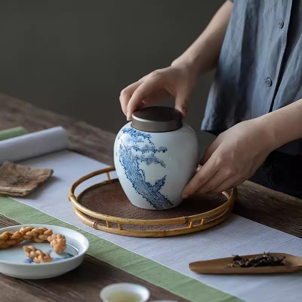 Organizer na torebki na herbatę Pojemnik do przechowywania herbaty Ręcznie malowane duże puszki na herbatę, domowe białe porcelanowe puszki do przechowywania herbaty, ceramiczne puszki na herbatę i m