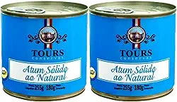 Atum Sólido em lata - Ao Natural (Água) Tours Conservas - 2 Unidades de 255g Cada