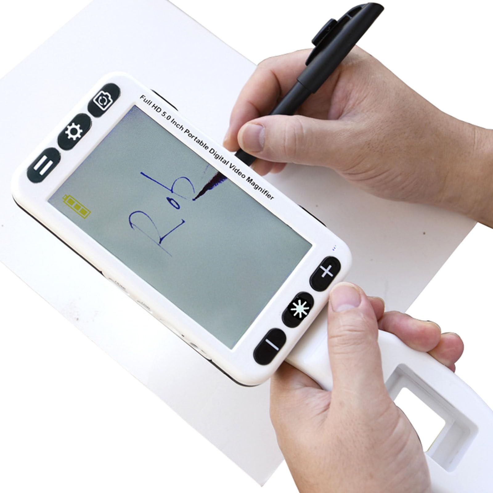 guoyjmm Handheld Magnifier Electronic Reading 5 inch Portable Digital Video Magnifier Handheld LCD Screen Low Vision Reading Aid, 2X-48X Zoom, 26 Color Modes, AV HDMI Output to TV,White