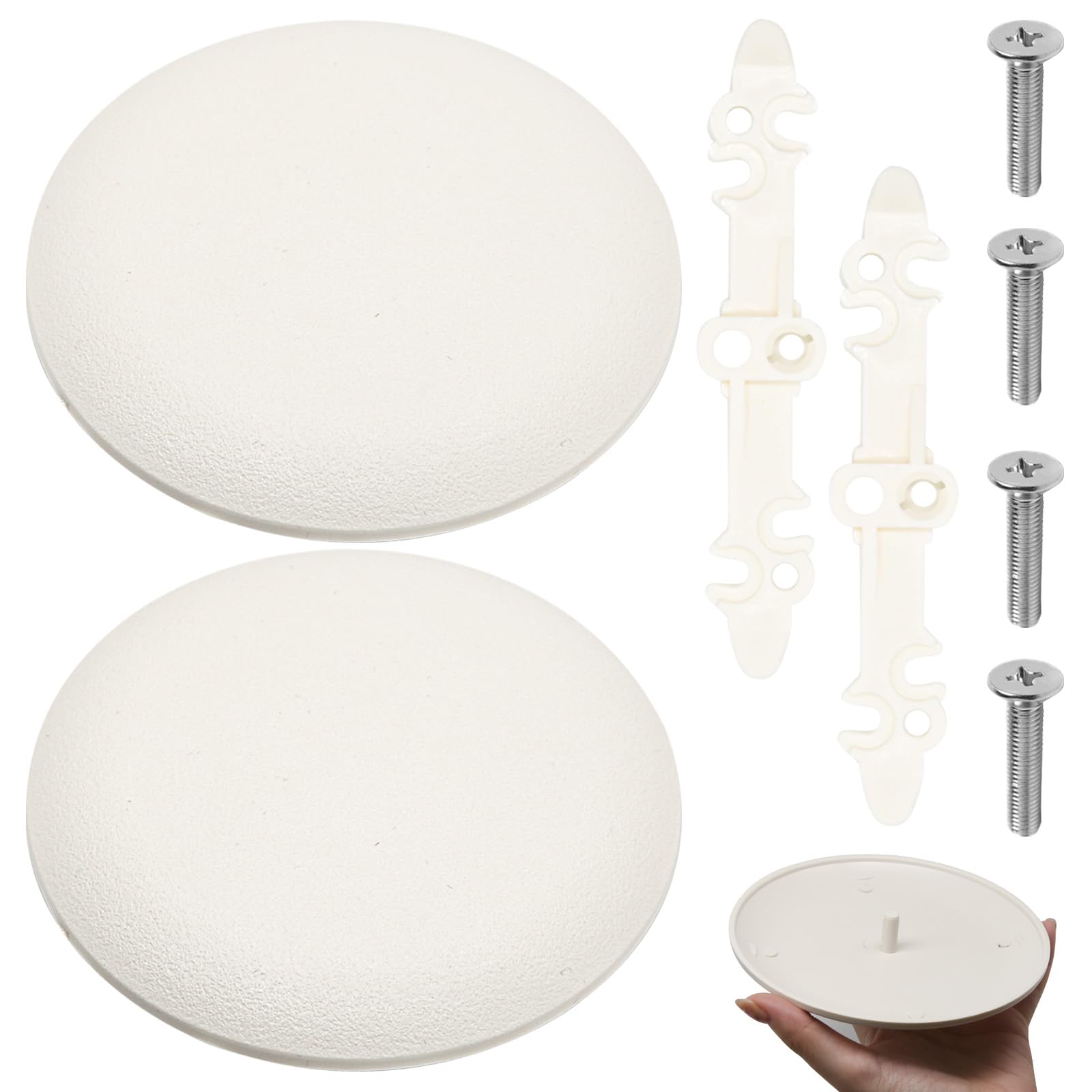 2Pcs CP3540 Ceiling Cover Plate, Round Electrical Box Cover for 3-1/2" to 4" Holes, Paintable White Plastic Hole Plates for Smoker Detector, Living Room & Office
