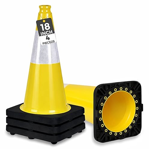 Miniatura 38 de BESEA Paquete de 6 Conos de Seguridad de Tráfico de 36 Pulgadas, Conos de Estacionamiento Verdes para Carretera, Conos de Construcción