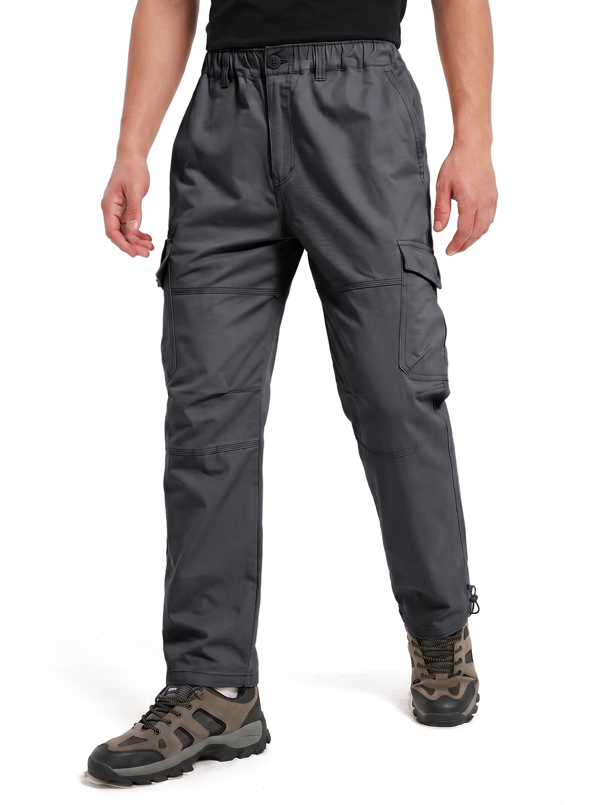 Aimato Herren Cargohose Relaxed Fit, Baumwolle Outdoor Wanderhose Herren | Freizeithose mit Elastischem Bund, Arbeitshose mit 7 Multifunktionstaschen für Trekking/Freizeit/Wandern