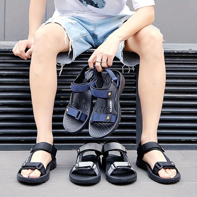 Men's Sandals Durable Non Slip Outdoor Hiking Trekking Sandals Comfy Beach Water Shoes, Spring And Summer