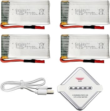 4PCS 3.7V 850mAh JST Plug Lithium Battery with 4-in-1 Charger Suitable for SYMA X56 X56W X54HW X54HC RC Quadcopter Spare Parts