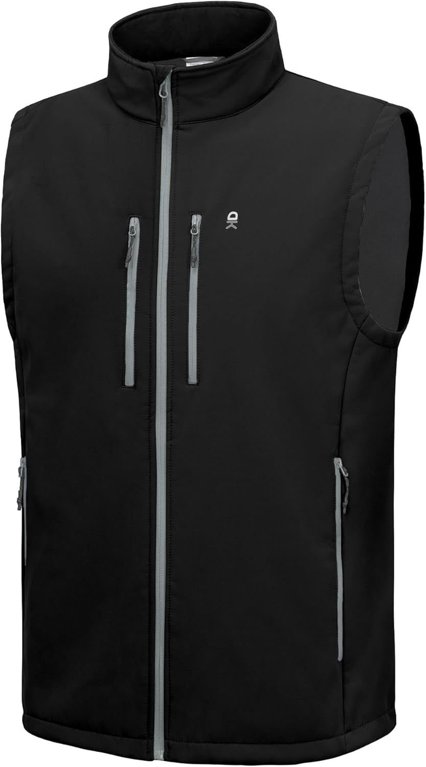 Little Donkey Andy Men's Lightweight Fleece Softshell Vest Windproof Sleeveless Jacket Outerwear with Zipper Pockets