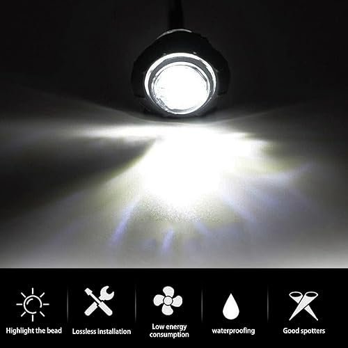 Miniatura 3 de 10 luces LED redondas de 34 de pulgada y 12 V para camión, luz indicadora de señal de marcador lateral en miniatura, luz LED de cristal de hueco,
