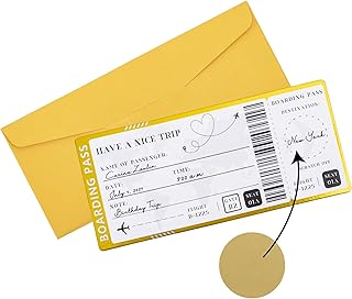 Golden Travel Ticket Scratch-off Cards with Envelopes,Personalised Scratch Boarding Pass,Unique Travel Gift Packaging,Scratch & Reveal Surprise Ticket for Valentine\'s Day,Birthday,Gift for Girlfriends