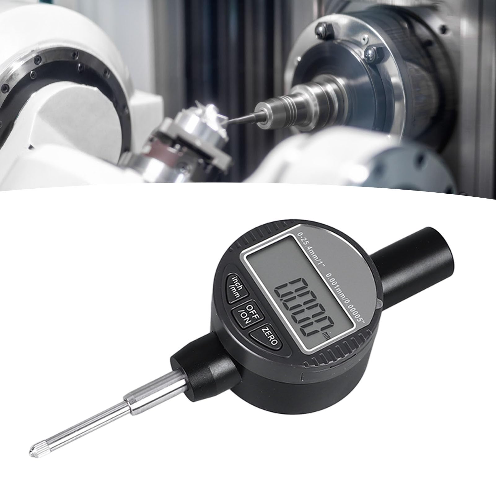 Indicador de dial digital Indicador de prueba de sonda de rango de resolución de 0,001 mm 0,25,4 mm para maquinaria Medición de laboratorio industrial Aleación de aluminio