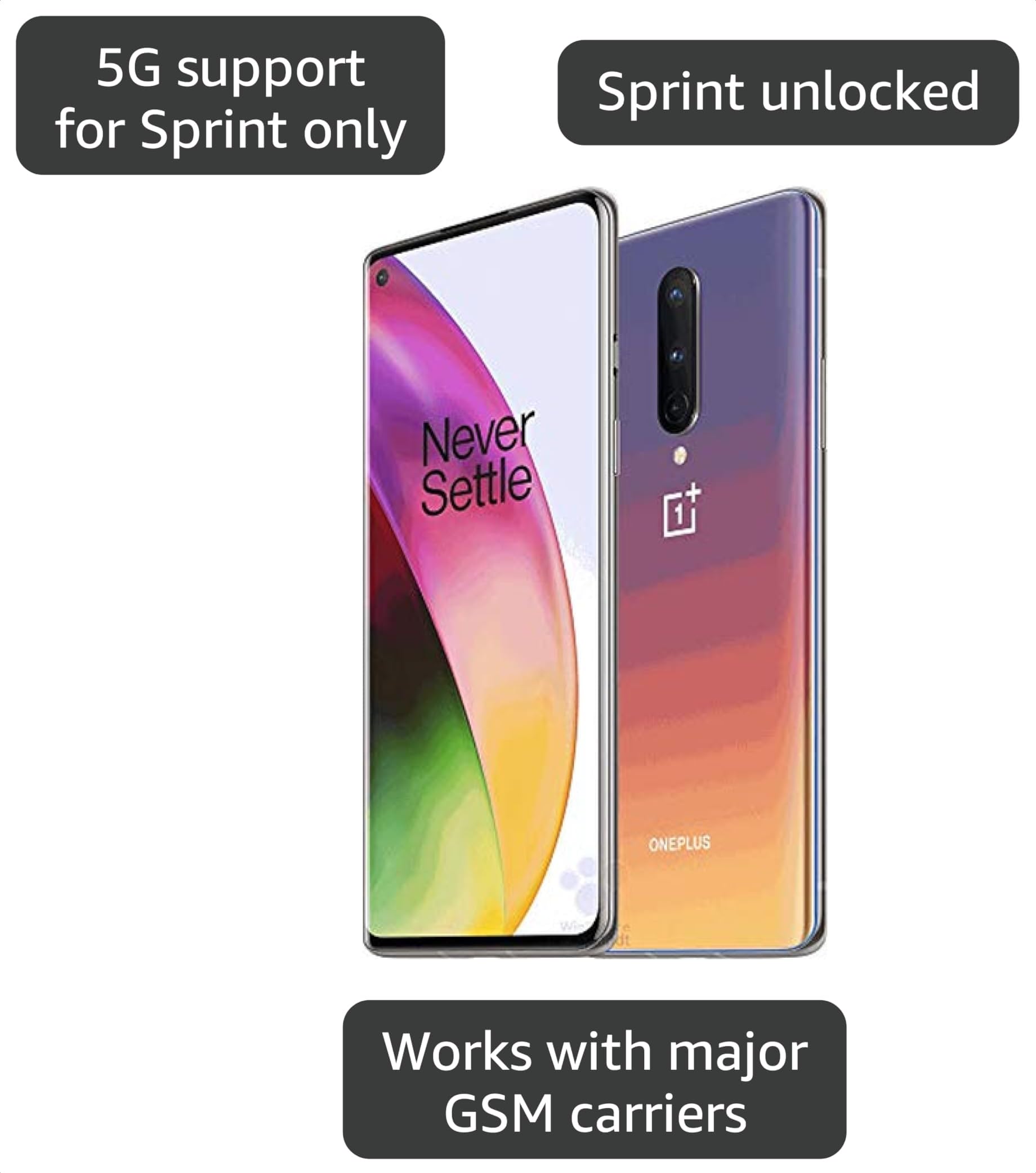 Amazon.com: OnePlus 8 5G, 128GB + 8GB RAM, Interstellar Glow