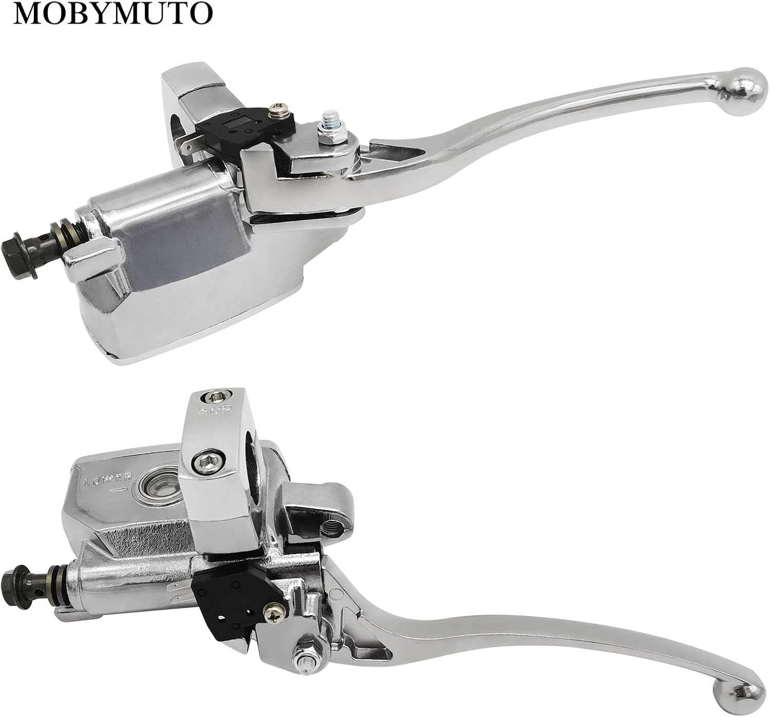 Universal 1" 25mm Motorcycle Brake Master Cylinder Lever, Chrome Handle Brake Master Cylinder Clutch Lever, Hydraulic Brake Clutch Master Cylinder Lever (Right Side)