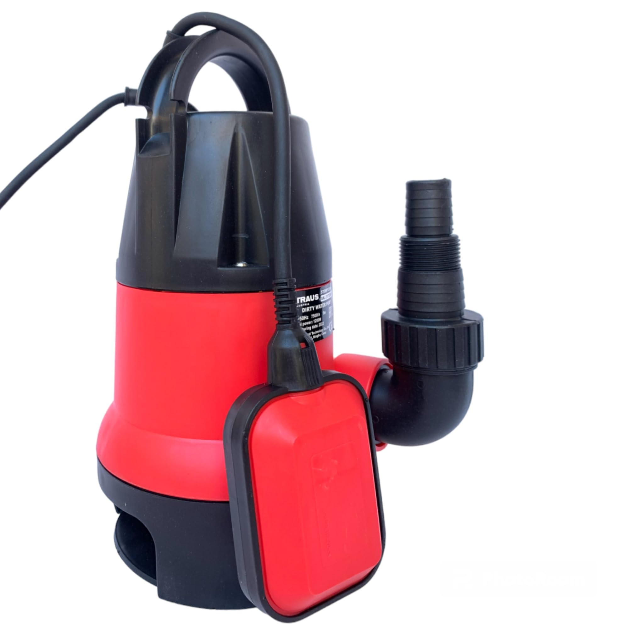 Pompa immersione Elettropompa Sommersa per Acque Chiare e Sporche Potenza 1200W Portata 7500L/h Profondità Massima 7 Metri con Fondo Piatto Maniglia per il Trasporto e Cavo 10 metriazione da giardino