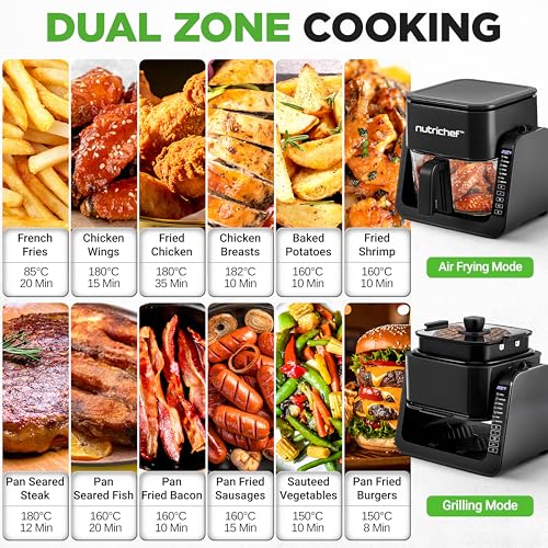 Glass Air Fryer & Grill, 4L, 12 Presets, Flip-Top, White - Image 2