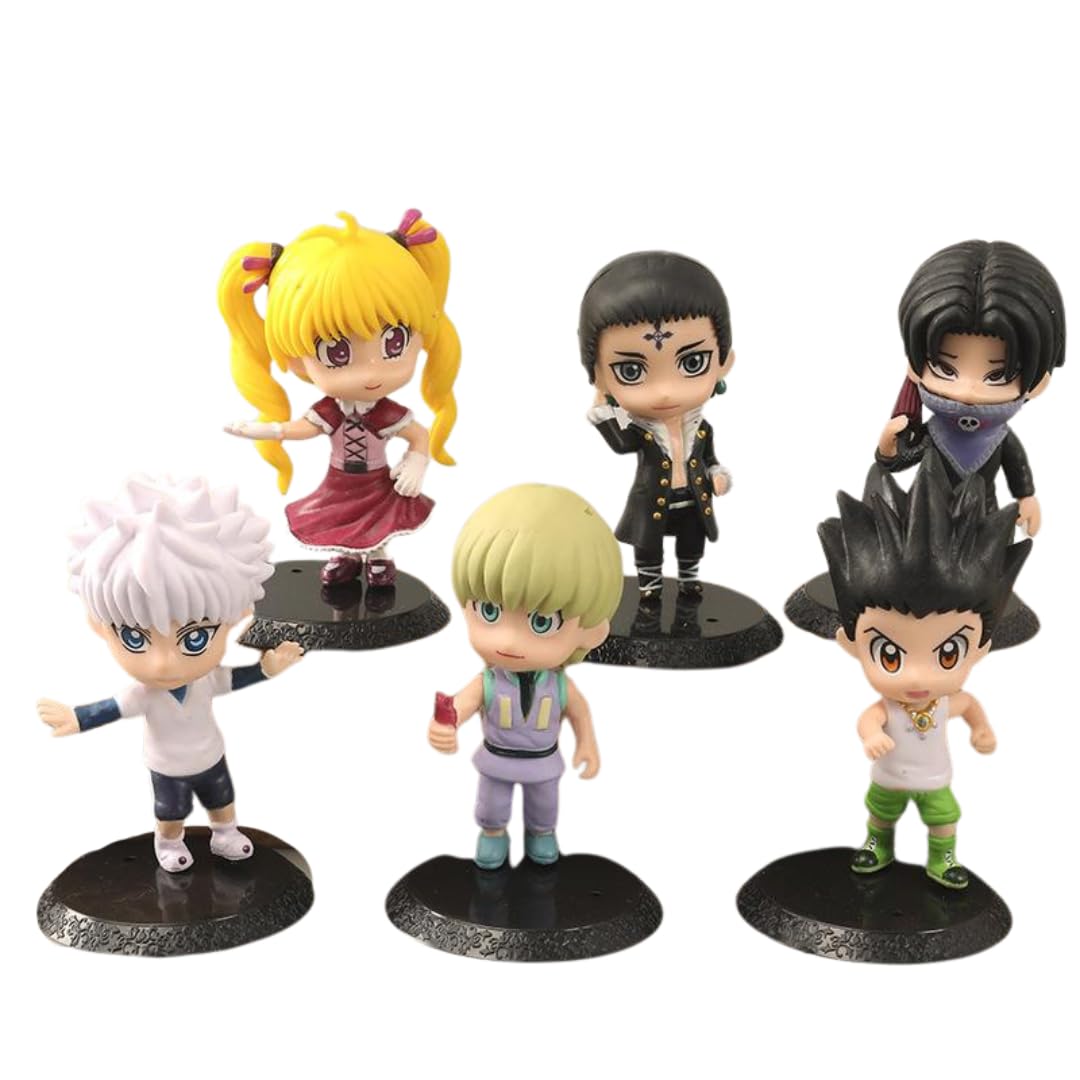 Kawaii Kart | Hunter X Hunter Chibi Action Figure - Set of 6 - Set D | Cute and Quirky Hunter X Hunter Toy Gift Statue Merchandise for Kids and Anime Lovers (Height - 10 cm)