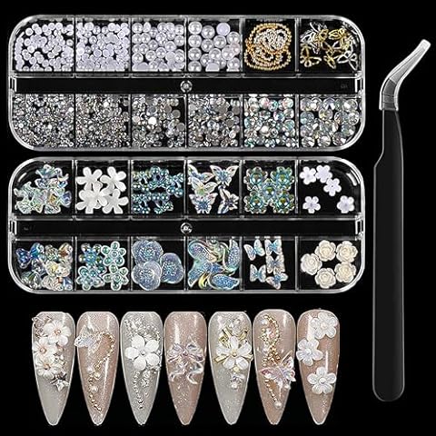 3D Nail Charms with Rhinestones and Pearls Cover