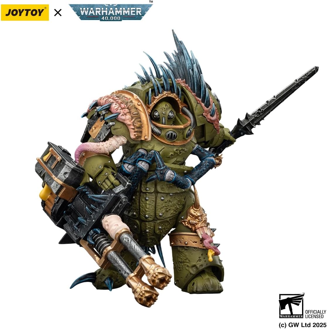 JOYTOY Action Figures Warhammer 40K Death Guard Blightlord Terminator Squad 1/18 Movable Model Collectible Figurine Ages 15+ (1 with Reaper Autocannon and Bubotic Blades)
