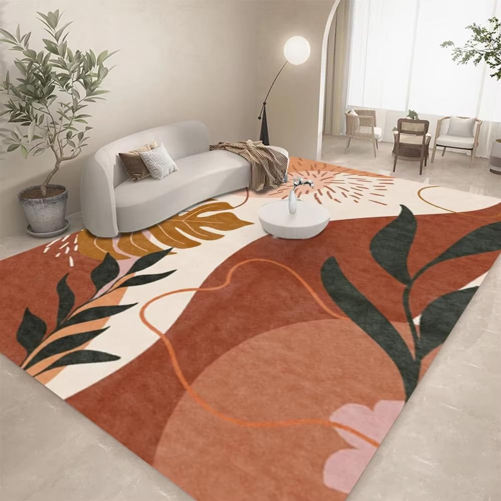 Alfombra moderna abstracta de diseño botánico textil para el hogar 1
