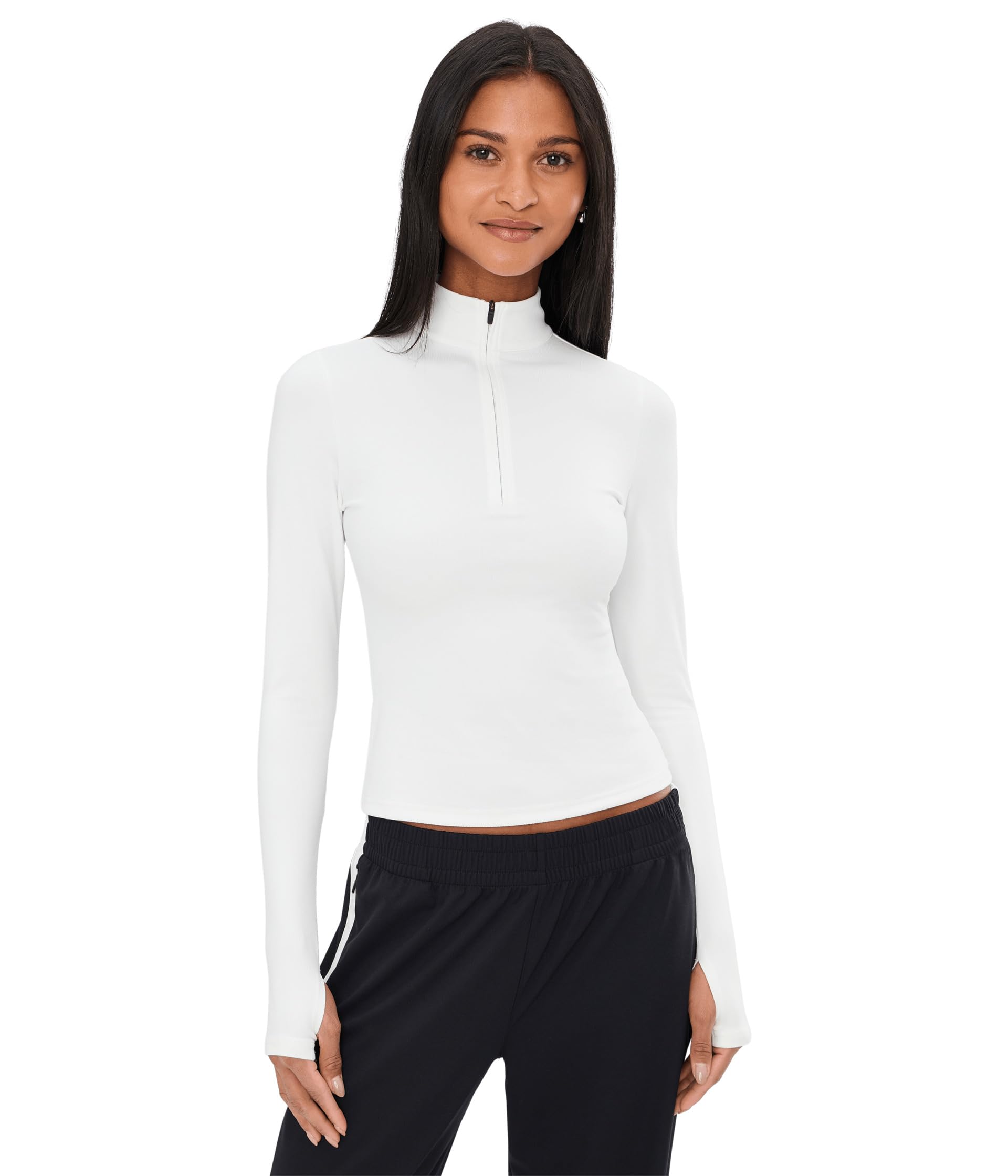 splits59 Womens Stevie Active Rib Half Zip Waist Length-picture-16