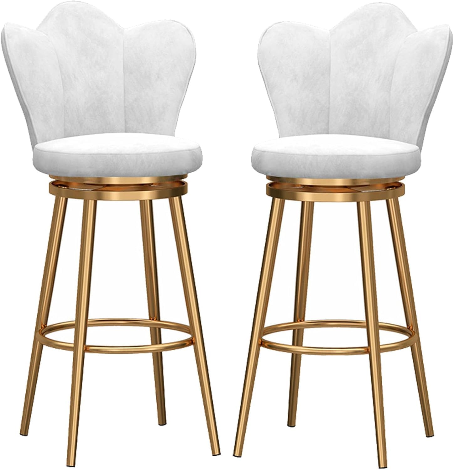 Chaise de cuisine en velours blanc et pieds dorés pour un style chic
