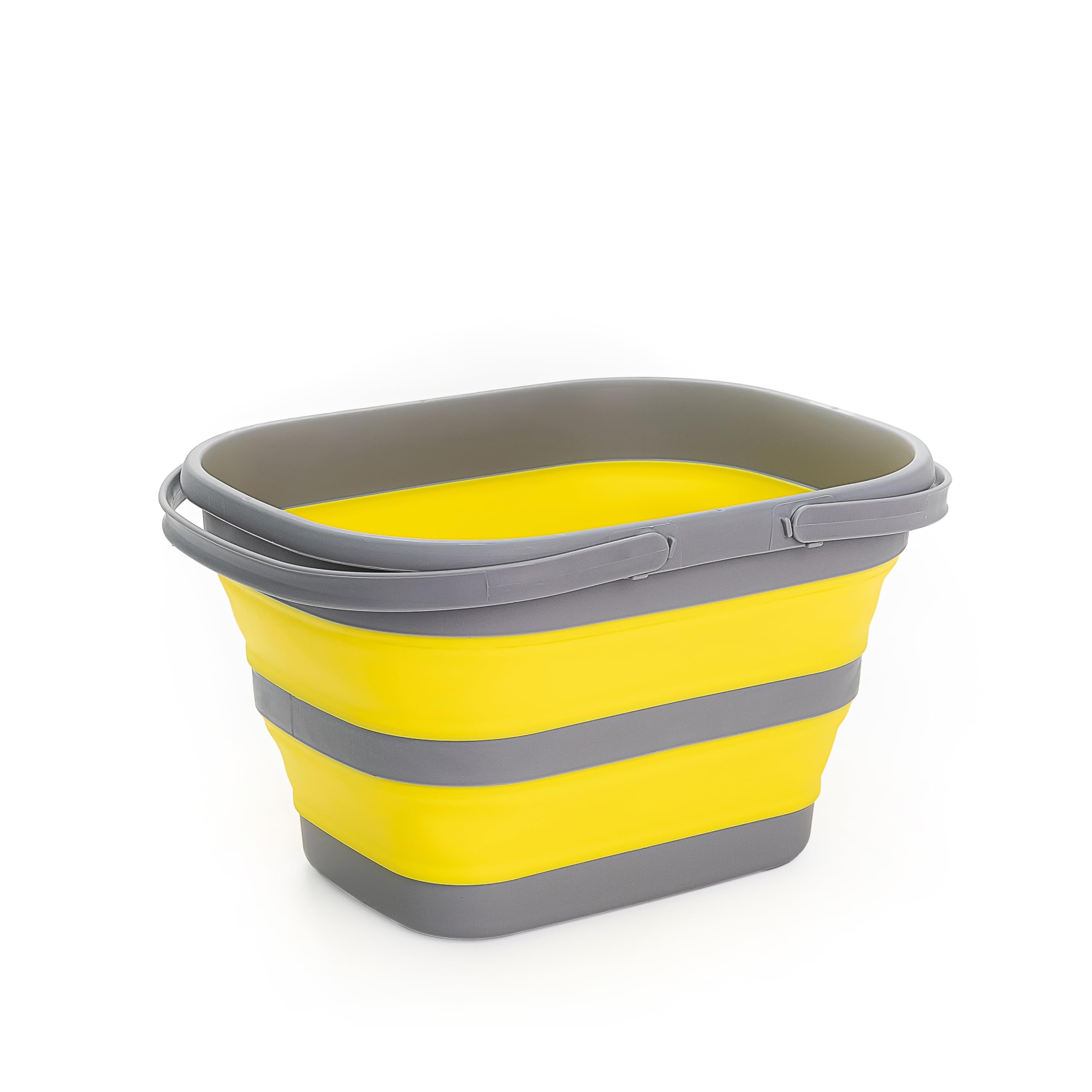 Cesta plegable SAMMART de 17 l con asa, cráter portátil para cesta de al aire libre, (gris oscuro/amarillo claro,1)