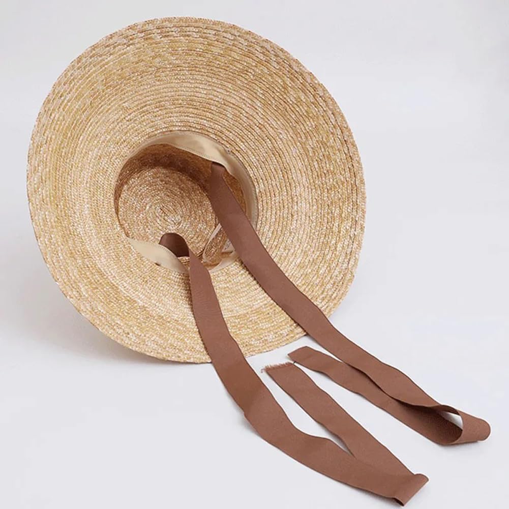 Gorra ancha de protección solar, sombrero de paja de verano para mujer para exteriores, natural