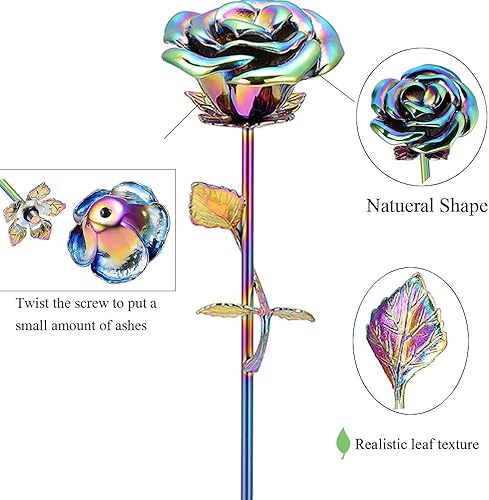 Miniatura 2 de Urnas de recuerdo de rosas para cenizas humanas - Medallón de urna conmemorativa - Urnas de cremación de flores de rosas coloridas de tallo largo -