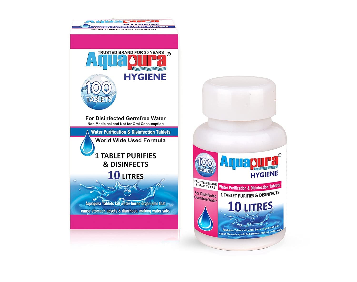 Aquapura Chlorine Tablets For Water Purifies and Disinfects Tablet Each Tablet For 10 Litres Water | Water Purification and Sanitising Tablets 3 Years Shelf Life and Warranty 100 Tablets Pack Of 1 (B0B8JMRLH8) Amazon Price History, Amazon Price Tracker