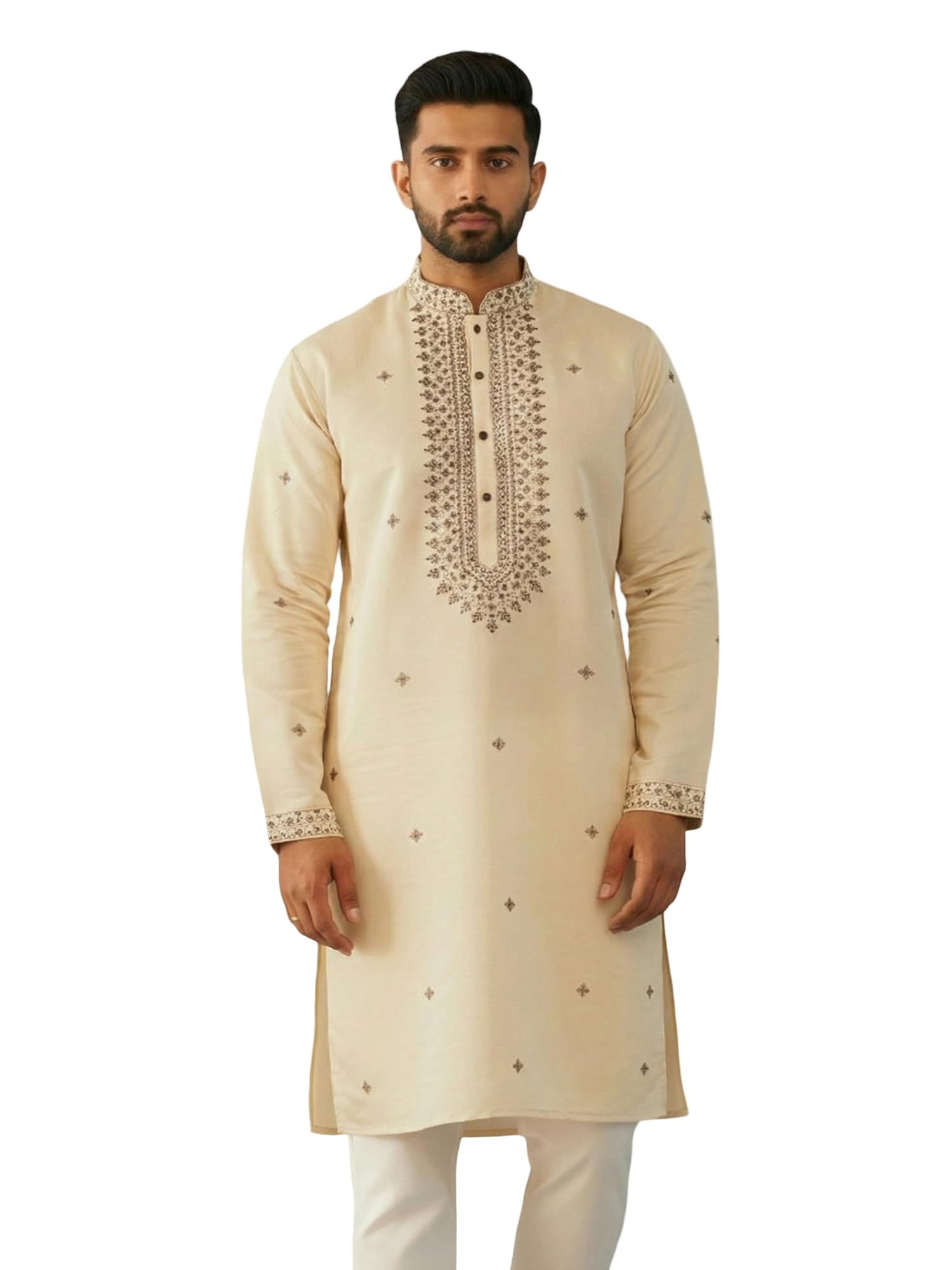 jompers Men's Sequins Embroidered Kurta With Pyjama.-picture-24