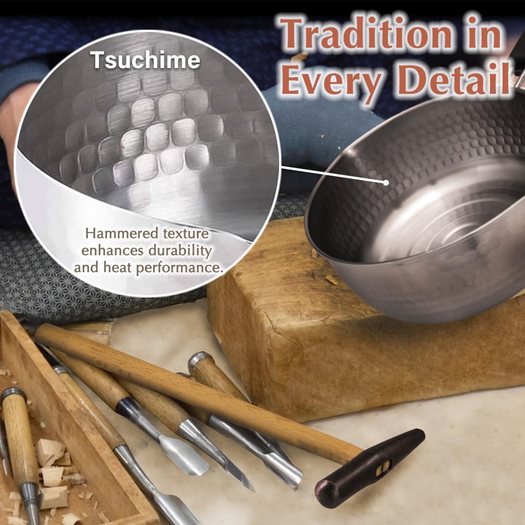 TIKUSAN Yukihira Pot Traditional Japanese Saucepan Stainless Steel Made in Japan with Two Sided Pour Spouts (7.9inch(20cm))