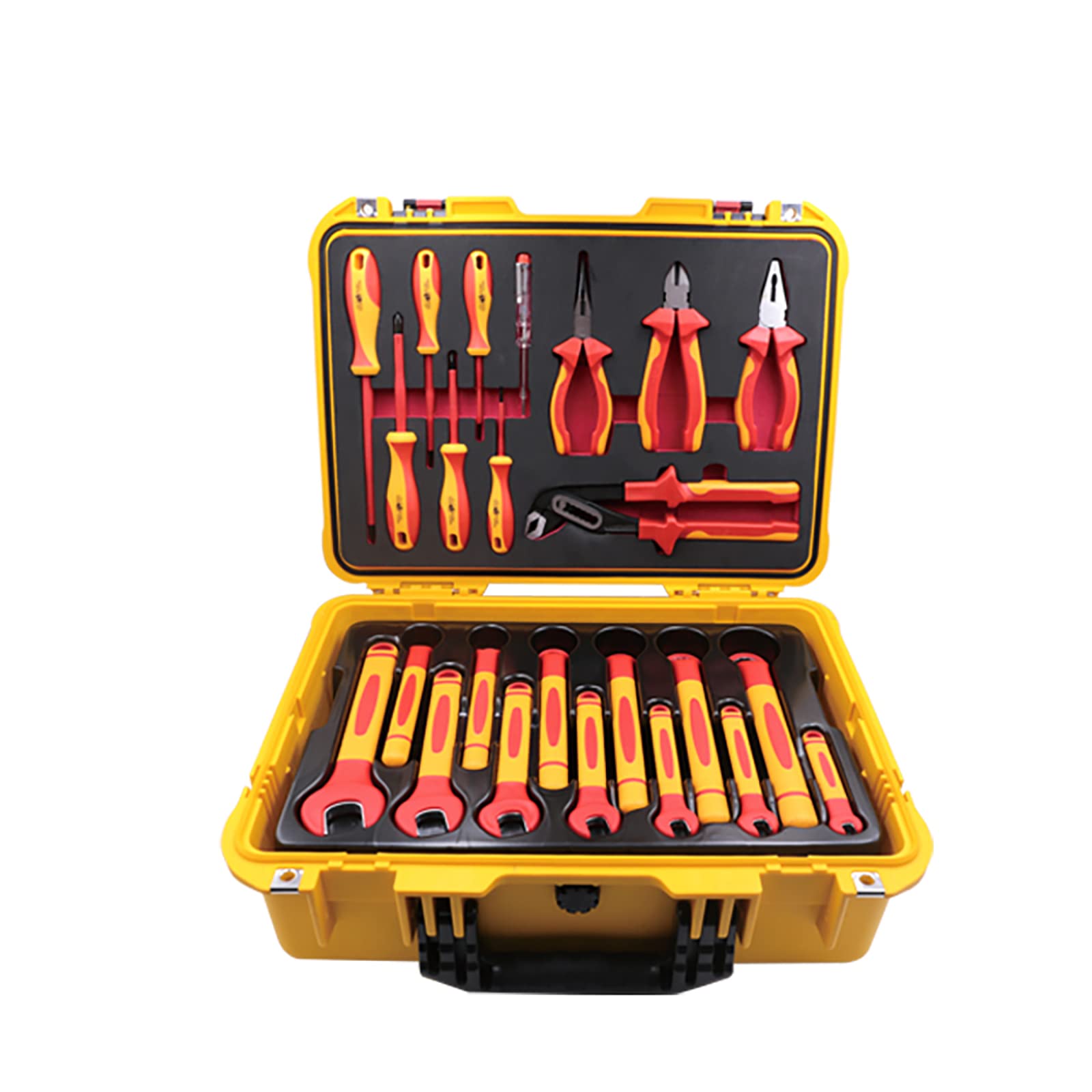WEDO Set di utensili isolati 46 pezzi, cacciavite Giravite a croce, cacciavite a taglio, pinze a becco ago, pinze per pompa dell'acqua, pinze diagonali, chiave aperta, chiave a T, VDE 1000V